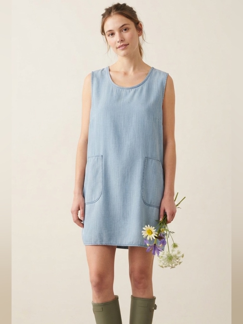 Aritzia TNA Light Blue Denim Tunic Top Size S
